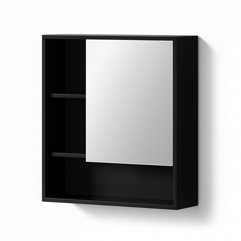 Bathroom Mirror Cabinet Mirrored Medicine Adjustable Shelf Wall Mounted 560mm Black with sleek storage and modern design