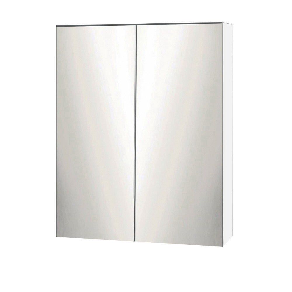 Bathroom Mirror Cabinet 600x720mm White with double mirrored doors and high gloss finish for bathroom storage