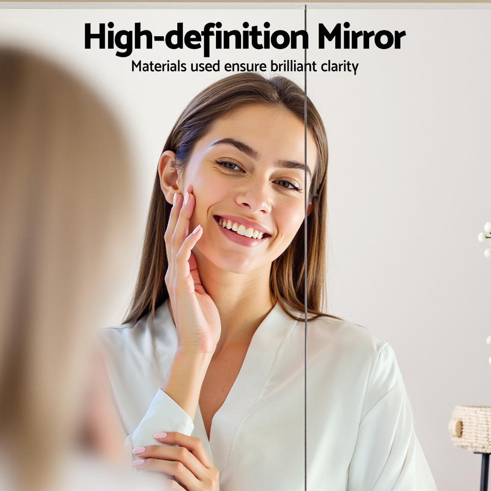 Bathroom Mirror Cabinet Medicine Adjustable Shelves Wall Hung 900x750mm White