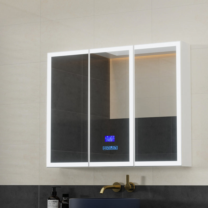 Bathroom Mirror Cabinet LED Light 900x720mm Medicine Wall Storage-7