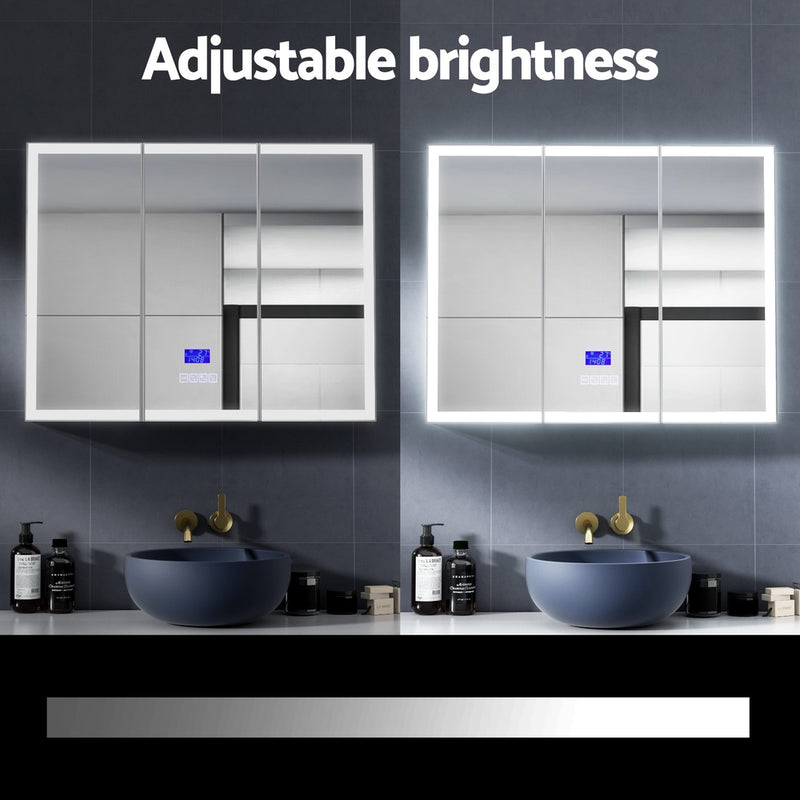 Bathroom Mirror Cabinet LED Light 900x720mm Medicine Wall Storage-5