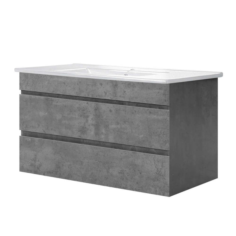 Vanity Unit 915mm with Basin Grey featuring a modern industrial design and smooth matte finish for bathroom storage