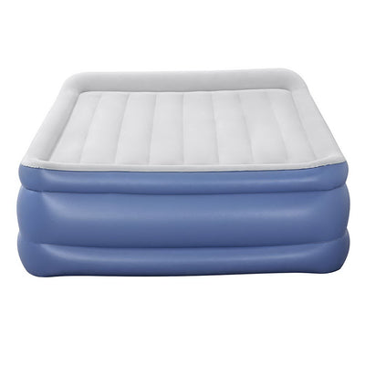 56 CM Thickness Air Bed Inflatable Mattress - Queen Size with blue base and white flocked sleeping surface, thick air chambers.