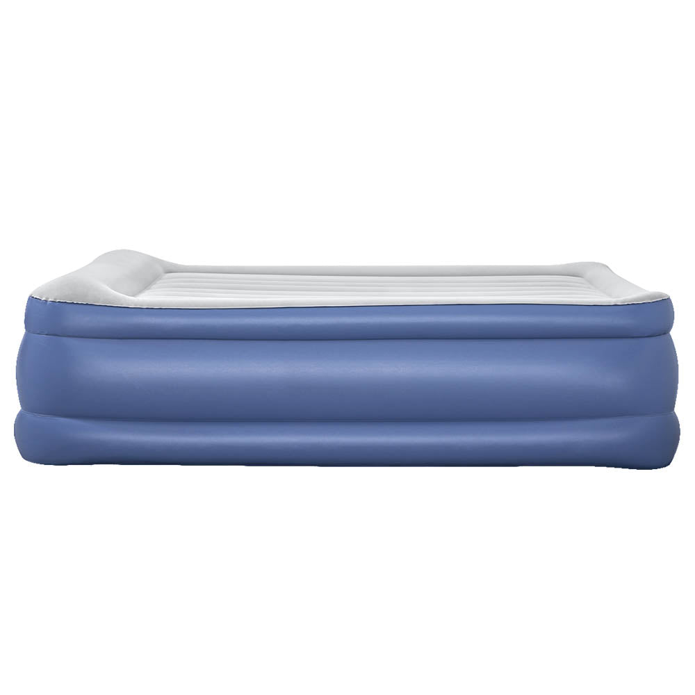 56 CM Thickness Air Bed Inflatable Mattress - Queen Size in blue with flocked sleeping surface and sturdy coil-beam construction
