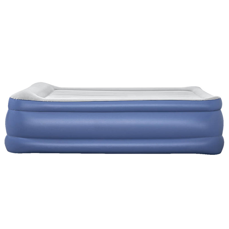 56 CM Thickness Air Bed Inflatable Mattress - Queen Size in blue with flocked sleeping surface and sturdy coil-beam construction