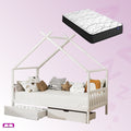 Single Package | Chloe Kids Montessori House Bed with Storage Drawers & Glay Bonnell Spring Mattress (Medium Firm)