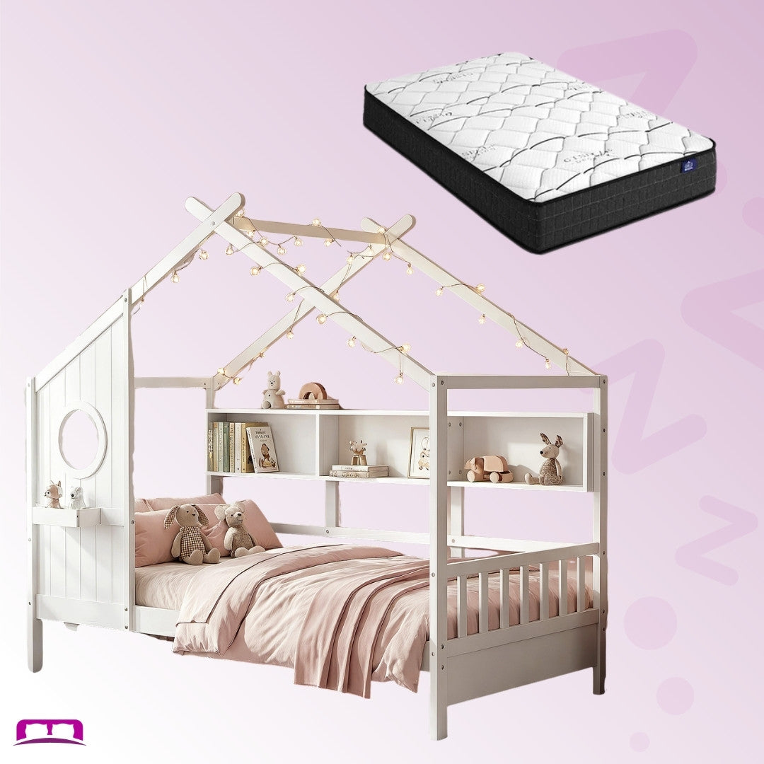 Single Package | Maison Kids Montessori House Bed & Glay Bonnell Spring Mattress (Medium Firm)