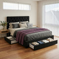 Lunara Double Storage Bed with Drawers & Charging Station – Black