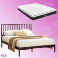 Queen Package | Vise Solid Pinewood Bed Frame Walnut & Bonita Pillow Top Mattress (Medium Firm)
