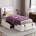 Brighton LED Storage Single Bed Frame with USB Charging - White