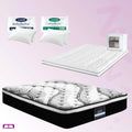 Double Comfort Package | Como Series Euro Top Mattress (Medium Firm), Deluxe Pillowtop Topper, 2 Deluxe & 2 Cooling Pillows