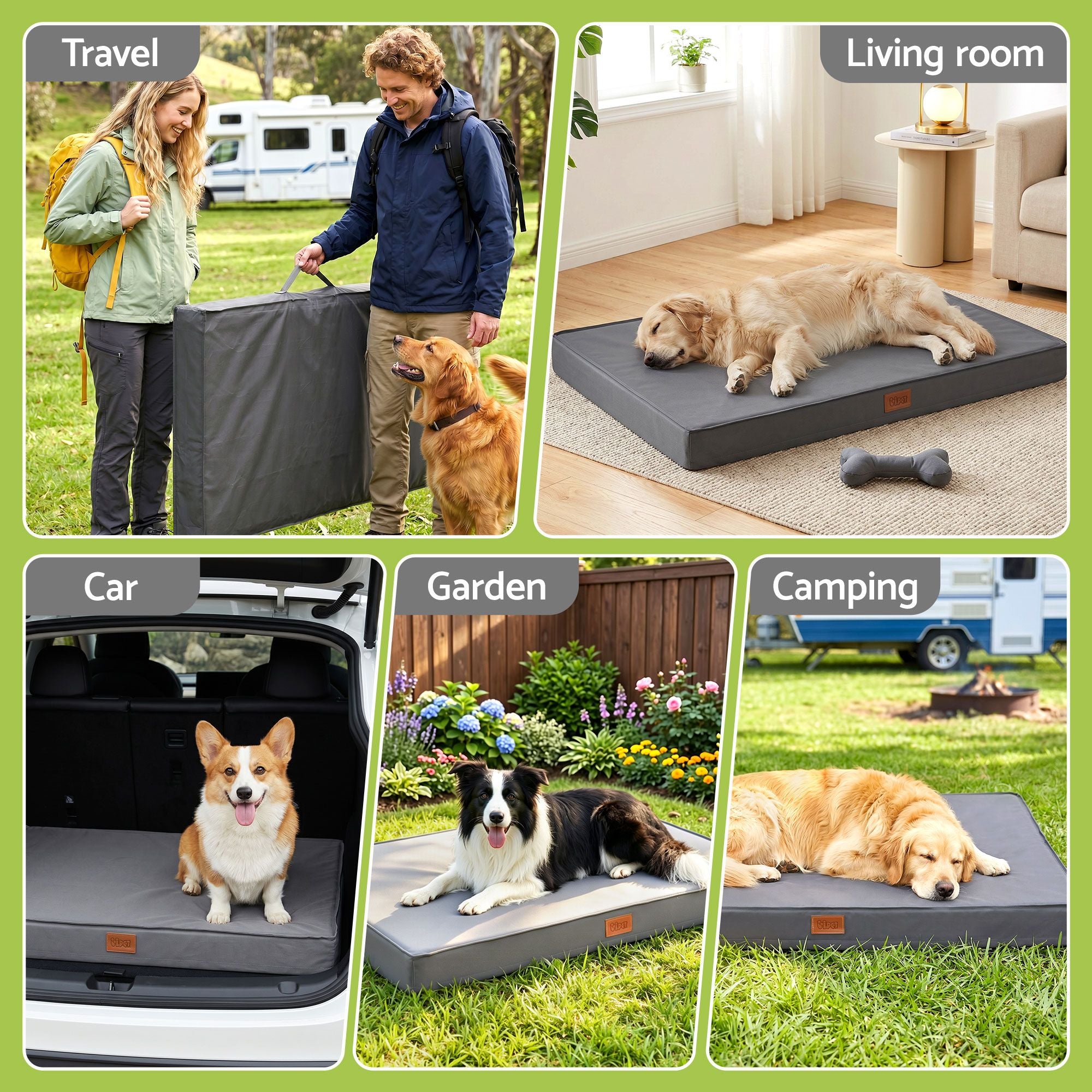 Dog Bed XL Water-resistant Egg Crate Foam Orthopedic Pet Mat Grey