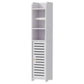 2X Slim Bathroom Storage Cabinets with Toilet Roll Holder 76cm - White
