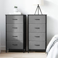 Set of 2 Chest of 4 Drawers Storage Dresser Tallboy Grey