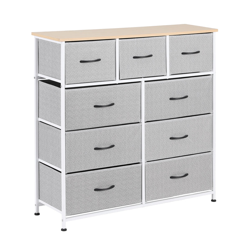 Chest of 9 Drawers Storage Dresser Tallboy Light Grey-7
