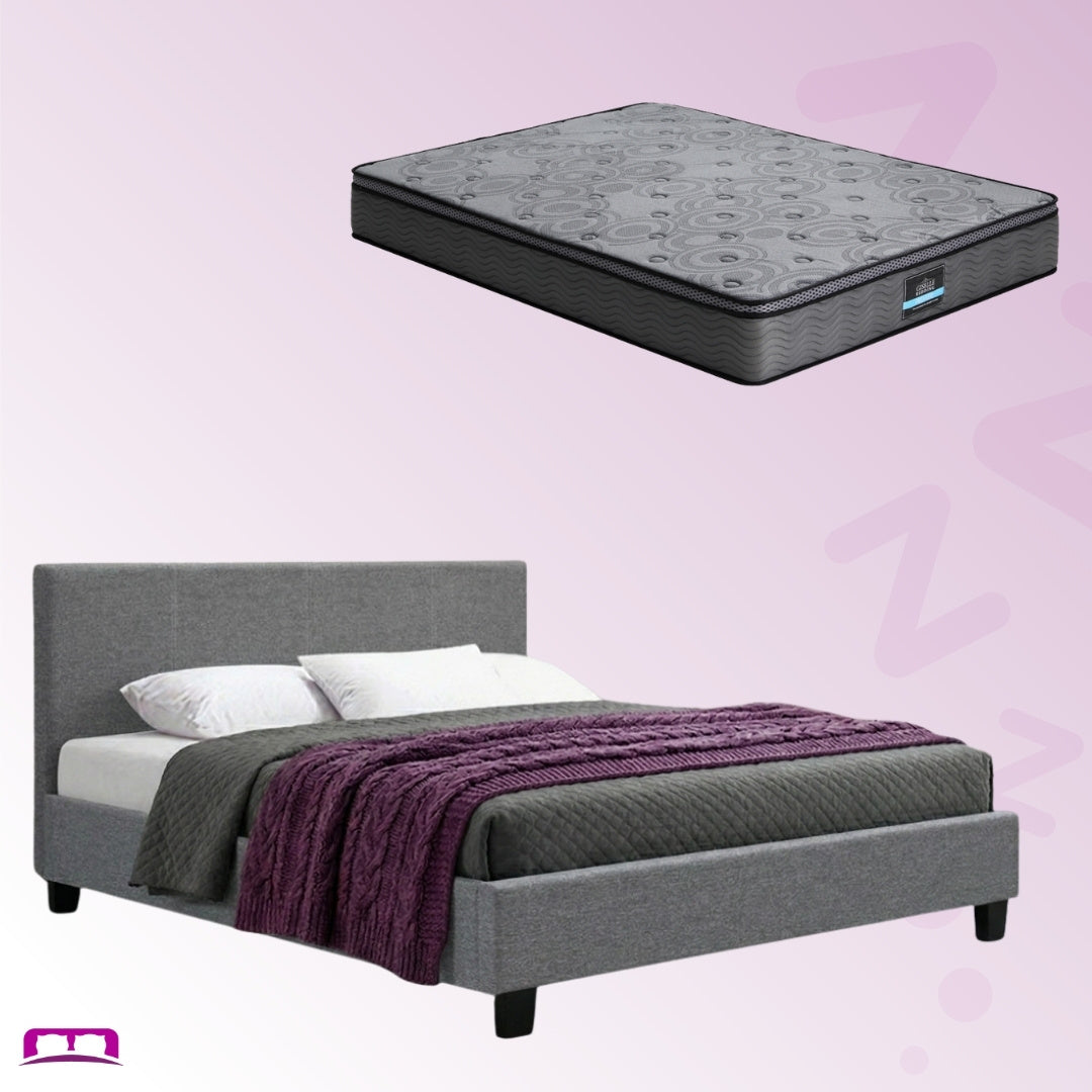 Double Package | Coogee Bed Grey & Reverie Euro Top Mattress (Medium Firm)