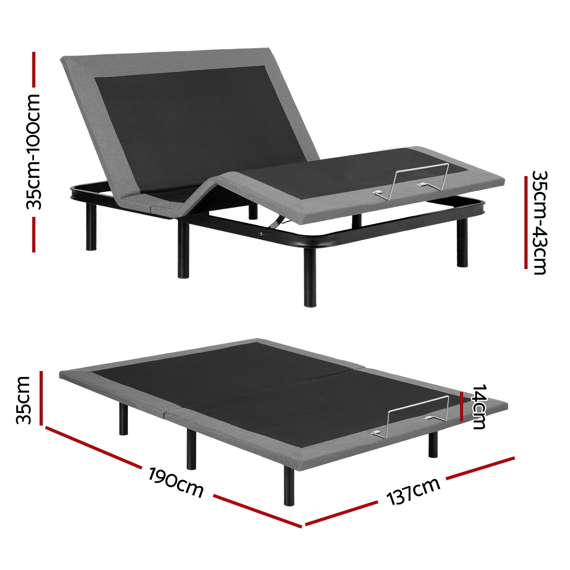 Adjustable Bed Frame Double Size Electric Bed Base Wireless Remote Control Zero Gravity Power Bed Foundation