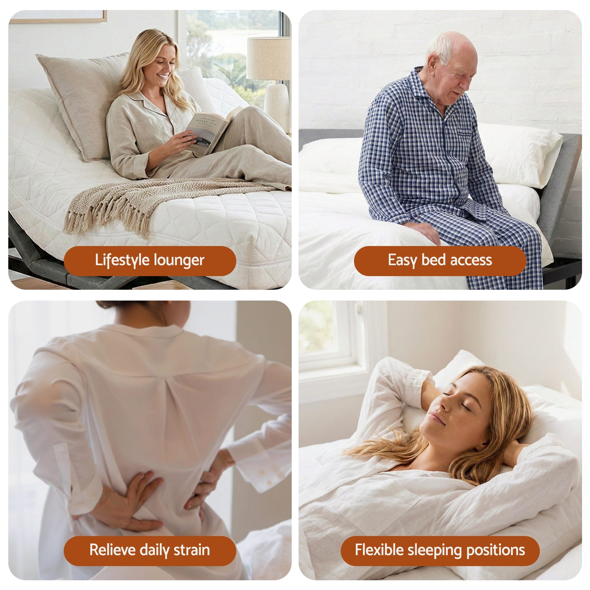 Adjustable Bed Frame Double Size Electric Bed Base Wireless Remote Control Zero Gravity Power Bed Foundation