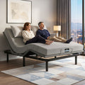 Queen Bed Frame and Giselle Bedding Queen Memory Foam Mattress Set, Electric Bed Base with Zero Gravity & 7 Zone Cooling Comfort for Back Pain Relief, Black & Grey, 15cm Thickness