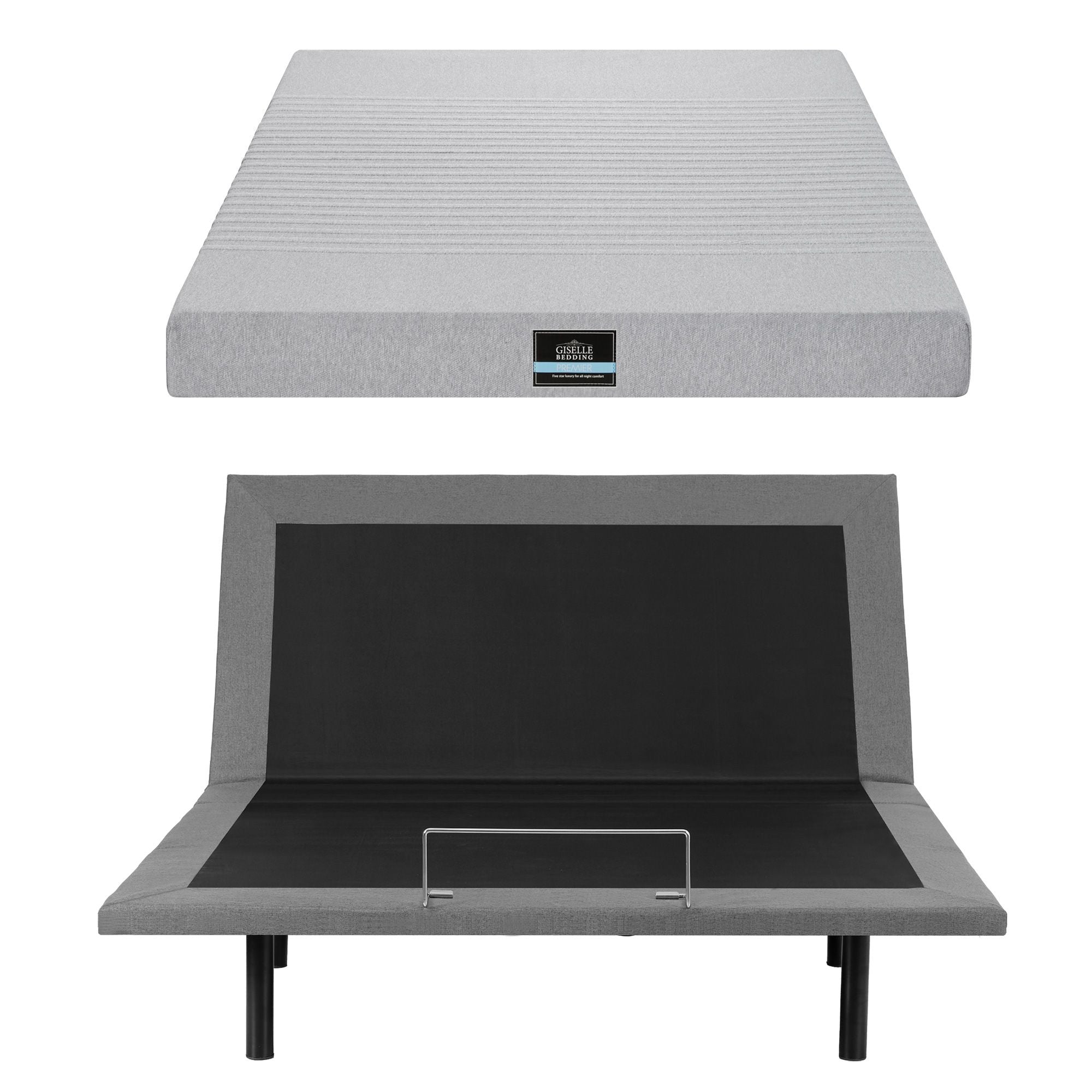 Queen Bed Frame and Giselle Bedding Queen Memory Foam Mattress Set, Electric Bed Base with Zero Gravity & 7 Zone Cooling Comfort for Back Pain Relief, Black & Grey, 15cm Thickness