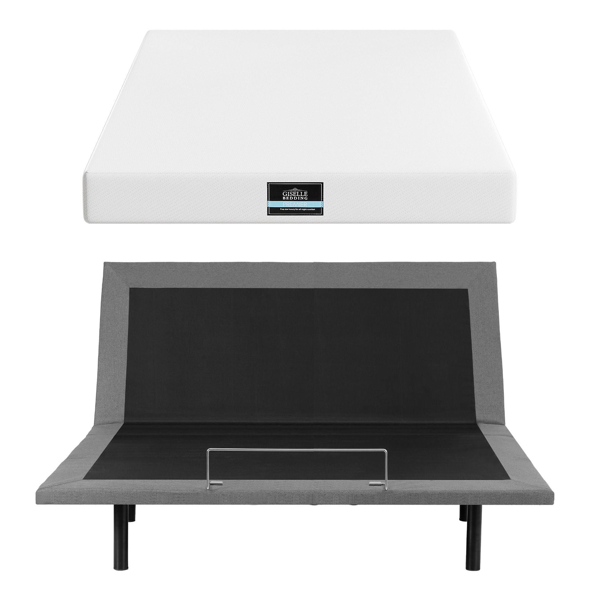 King size bed frame & Giselle Bedding King Mattress Combo, adjustable bed Base for Snoring Relief, Independent Head Foot Incline, Wireless Remote, Black,20cm Thickness