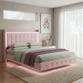 Evangeline Double Floating LED Bed Frame - Pink
