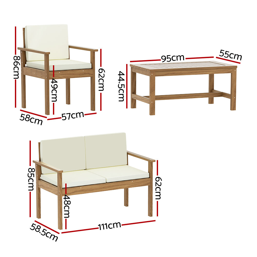 4 Seater Acacia Wood Lounge Setting