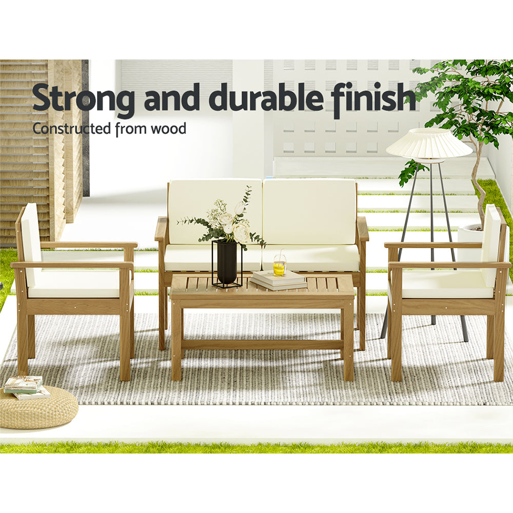 4 Seater Acacia Wood Lounge Setting