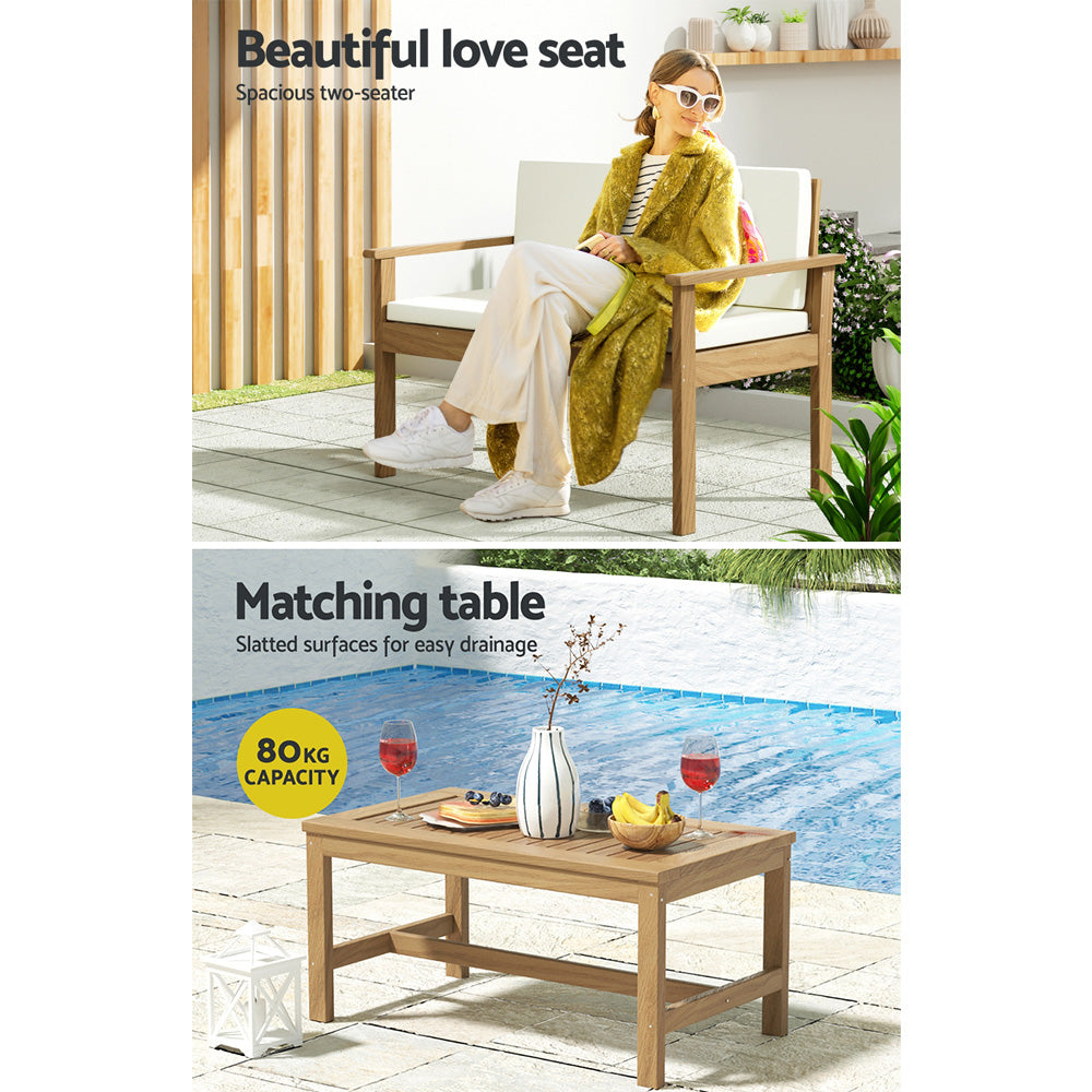 4 Seater Acacia Wood Lounge Setting