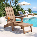 Folding Adirondack Sun Lounger with Recliner and Footrest - Khaki