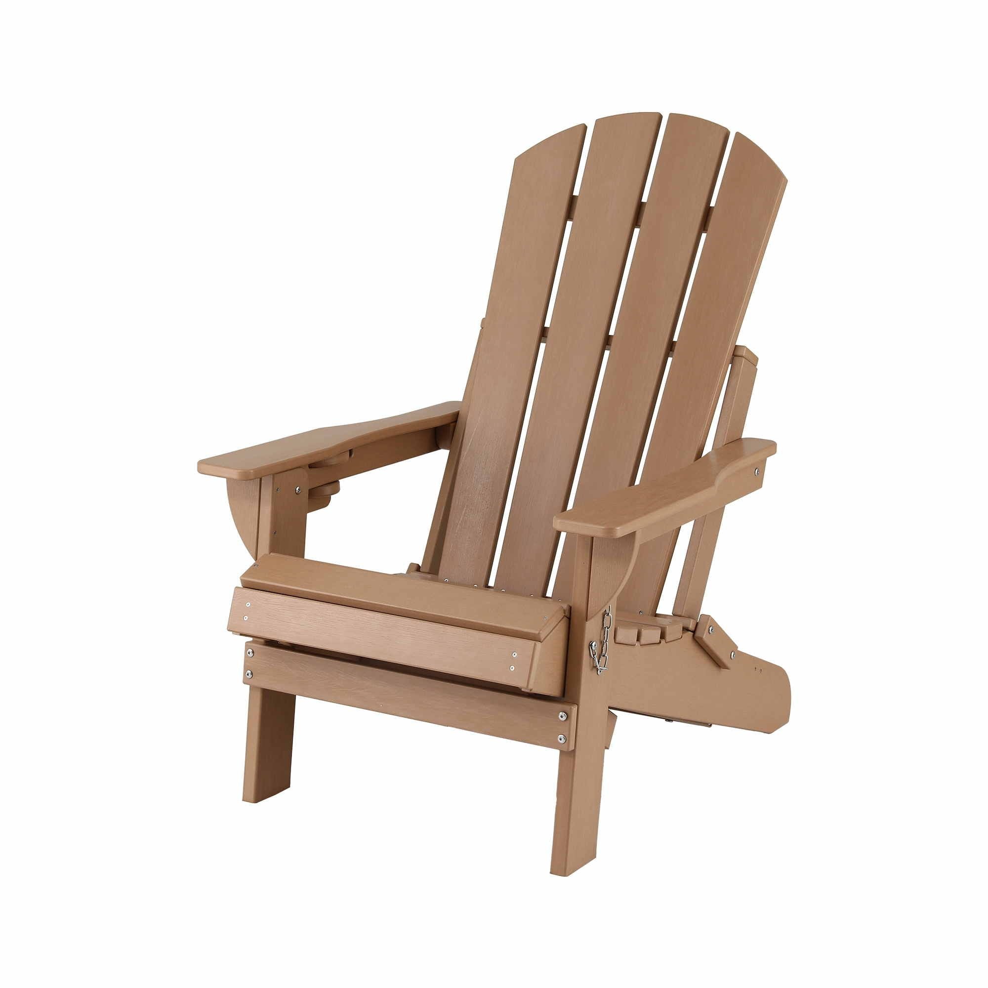 Folding Adirondack Sun Lounger with Recliner and Footrest - Khaki