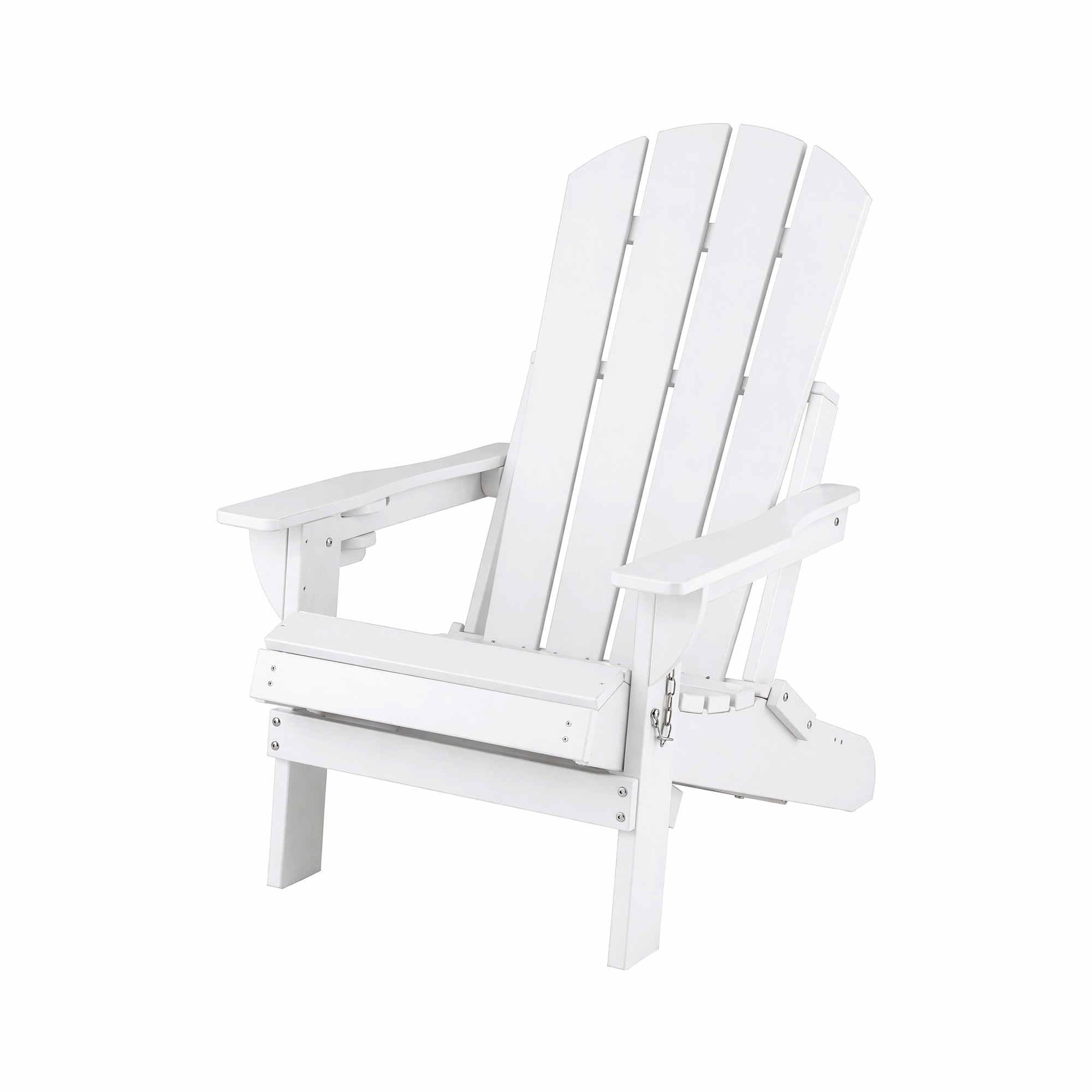 Folding Adirondack Sun Lounger with Recliner and Footrest - White