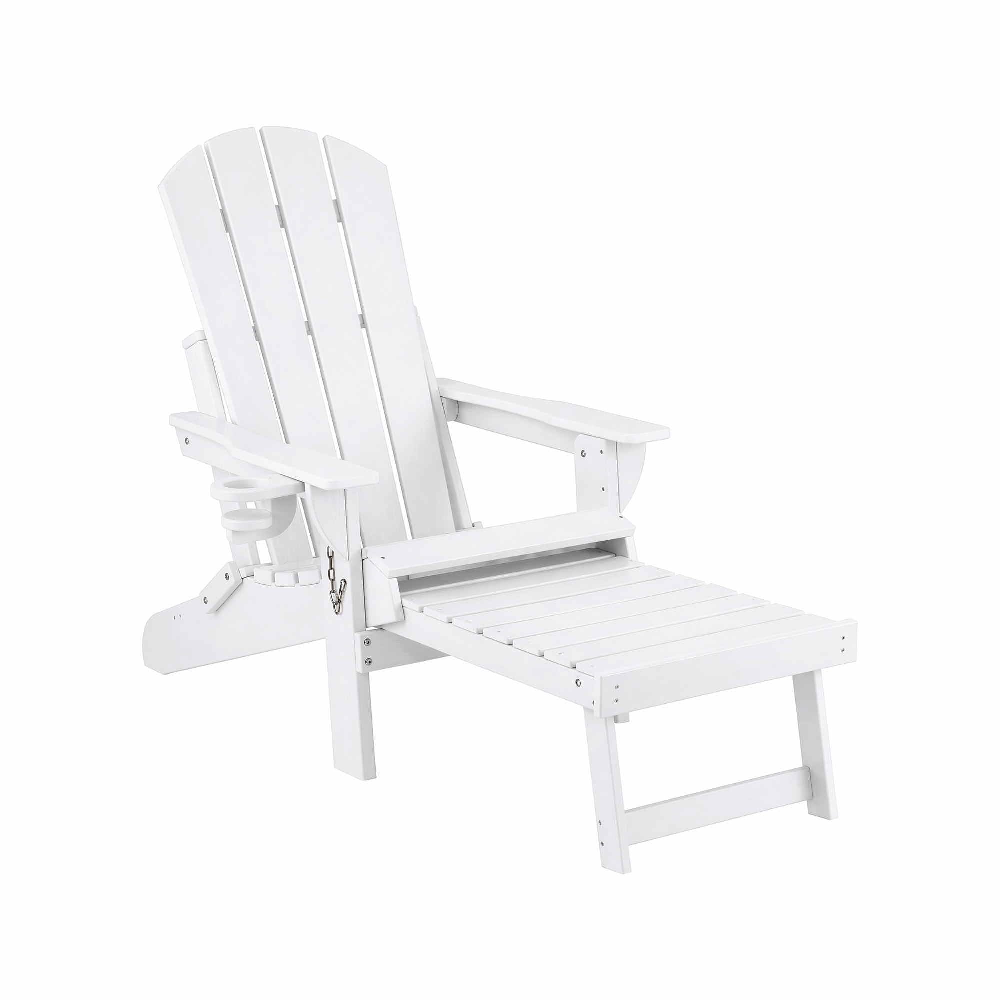 Folding Adirondack Sun Lounger with Recliner and Footrest - White