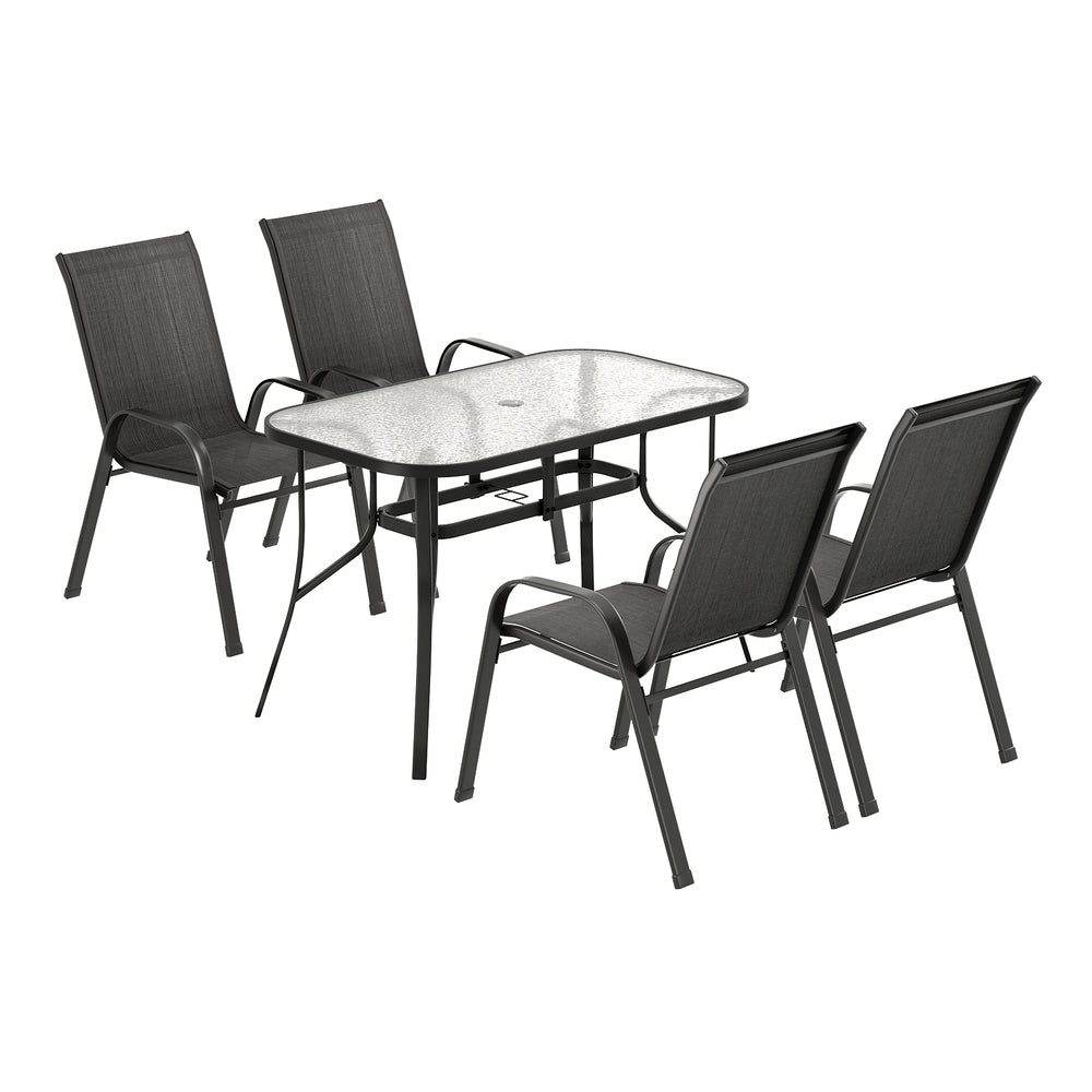5PC Outdoor Dining Set Table and Chairs Patio Furniture Bistro Set Garden Black-3