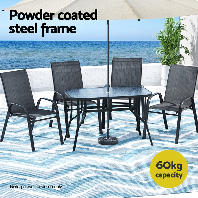 5PC Outdoor Dining Set Table and Chairs Patio Furniture Bistro Set Garden Black-4
