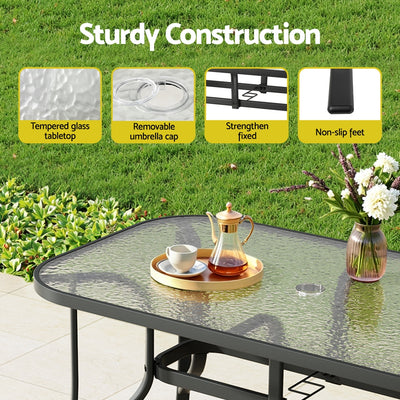 5PC Outdoor Dining Set Table and Chairs Patio Furniture Bistro Set Garden Black
