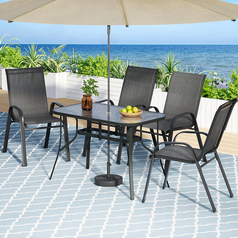 5PC Outdoor Dining Set Table and Chairs Patio Furniture Bistro Set Garden Black-7