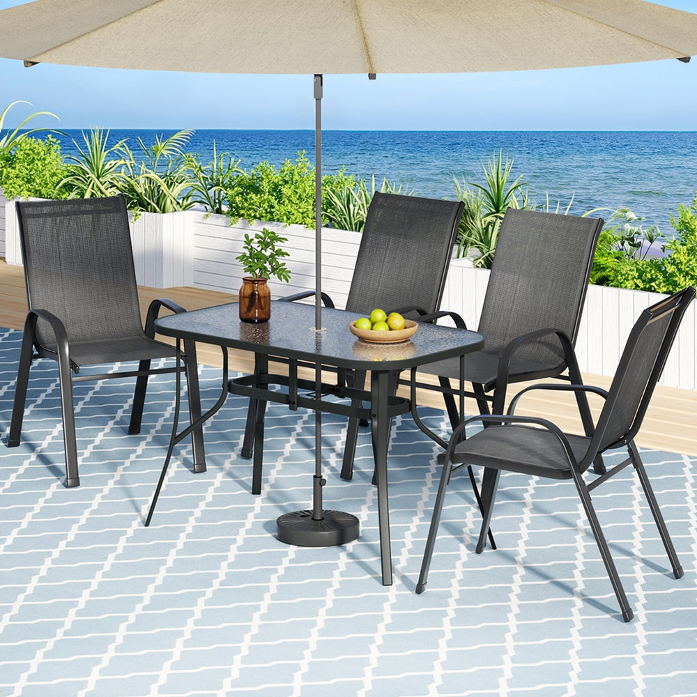 5PC Outdoor Dining Set Table and Chairs Patio Furniture Bistro Set Garden Black-8