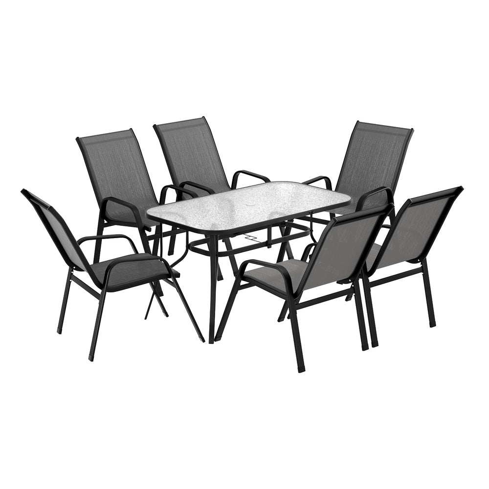 7PC Outdoor Dining Set Table and Chairs Patio Furniture Garden Bistro Set Grey-3