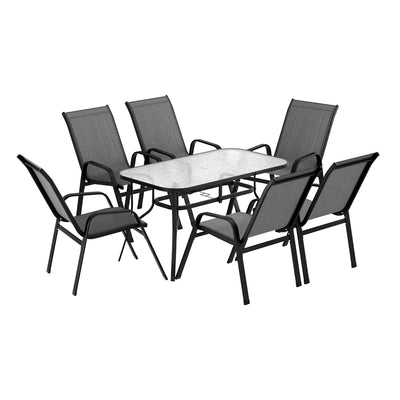 7PC Outdoor Dining Set Table and Chairs Patio Furniture Garden Bistro Set Grey
