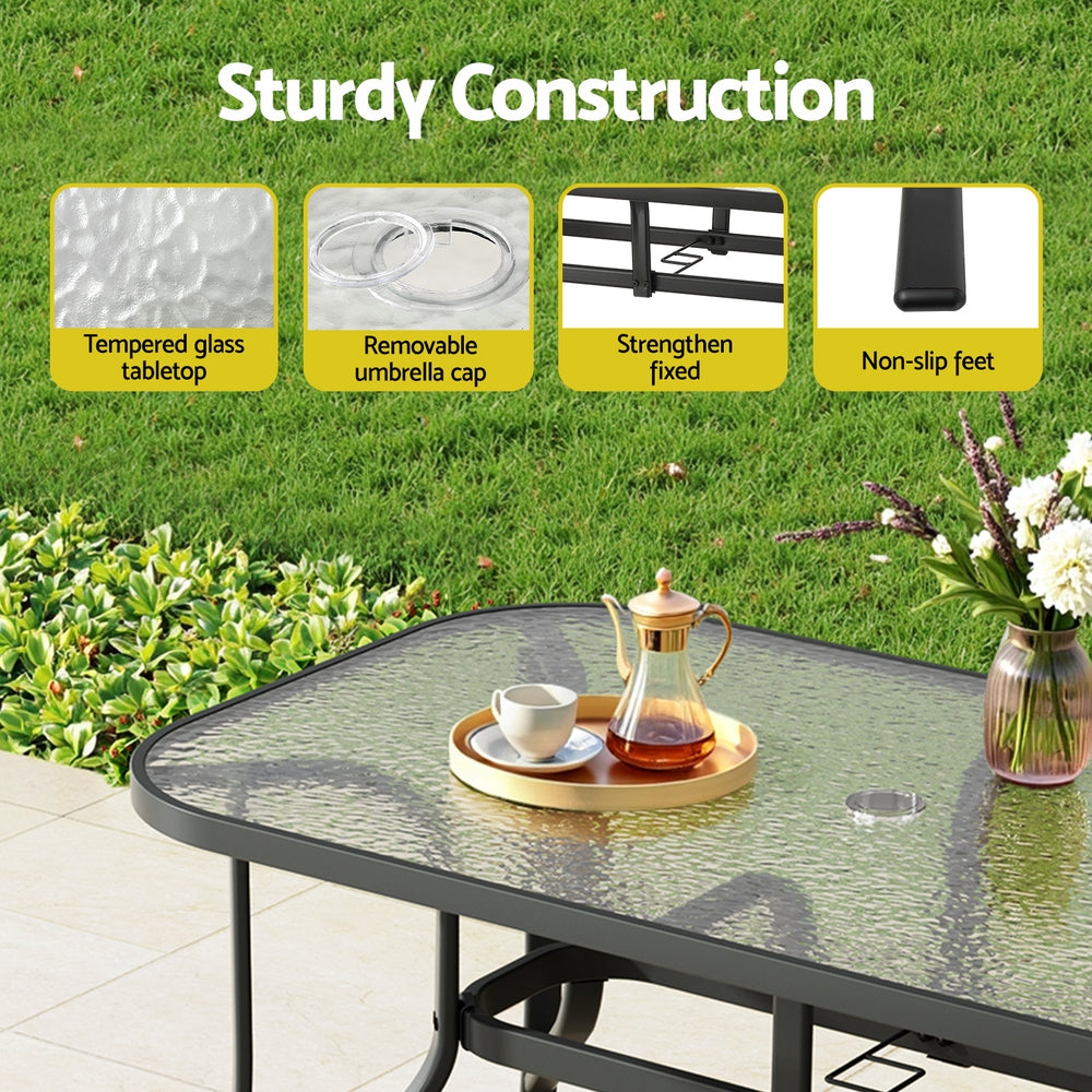 7PC Outdoor Dining Set Table and Chairs Patio Furniture Garden Bistro Set Grey-6