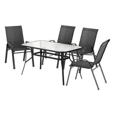 5PC Outdoor Dining Set Table and Chairs Patio Furniture Bistro Set Garden Black