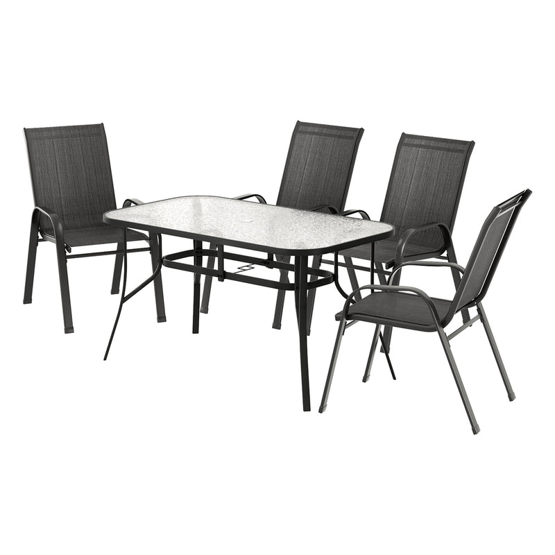 5PC Outdoor Dining Set Table and Chairs Patio Furniture Bistro Set Garden Black-1