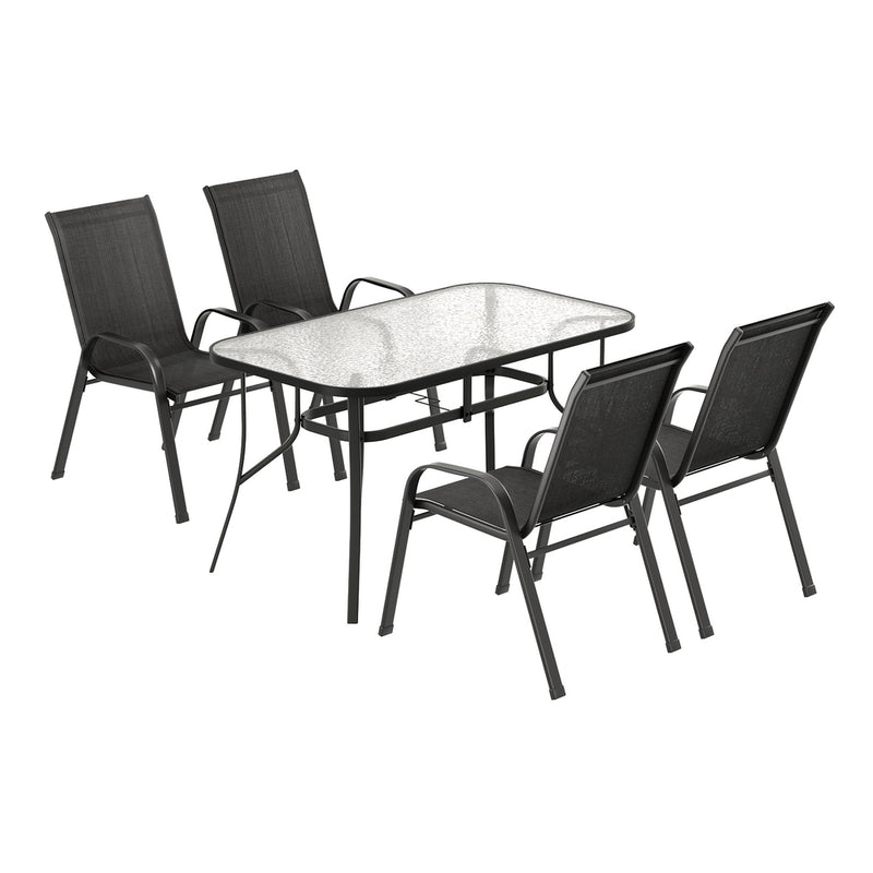 5PC Outdoor Dining Set Table and Chairs Patio Furniture Bistro Set Garden Black-3