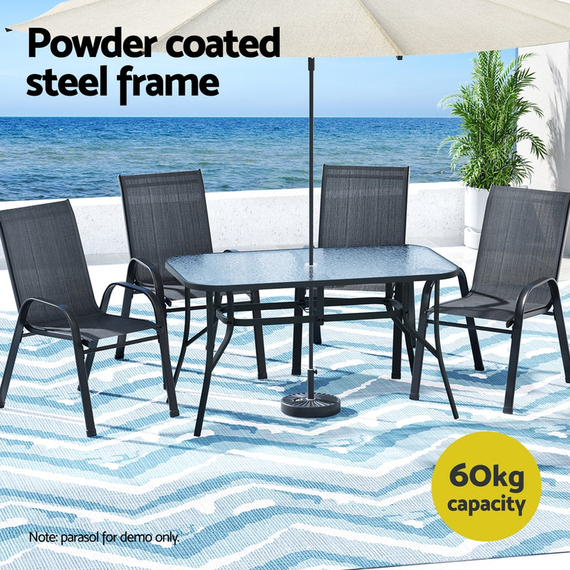 5PC Outdoor Dining Set Table and Chairs Patio Furniture Bistro Set Garden Black-4