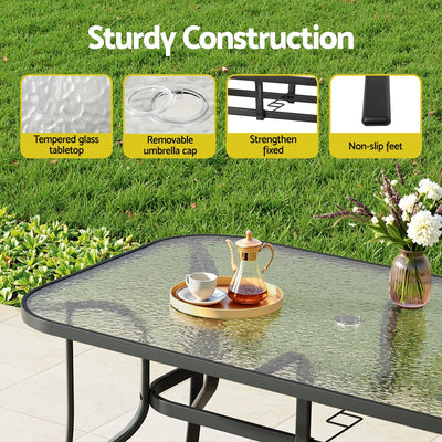5PC Outdoor Dining Set Table and Chairs Patio Furniture Bistro Set Garden Black