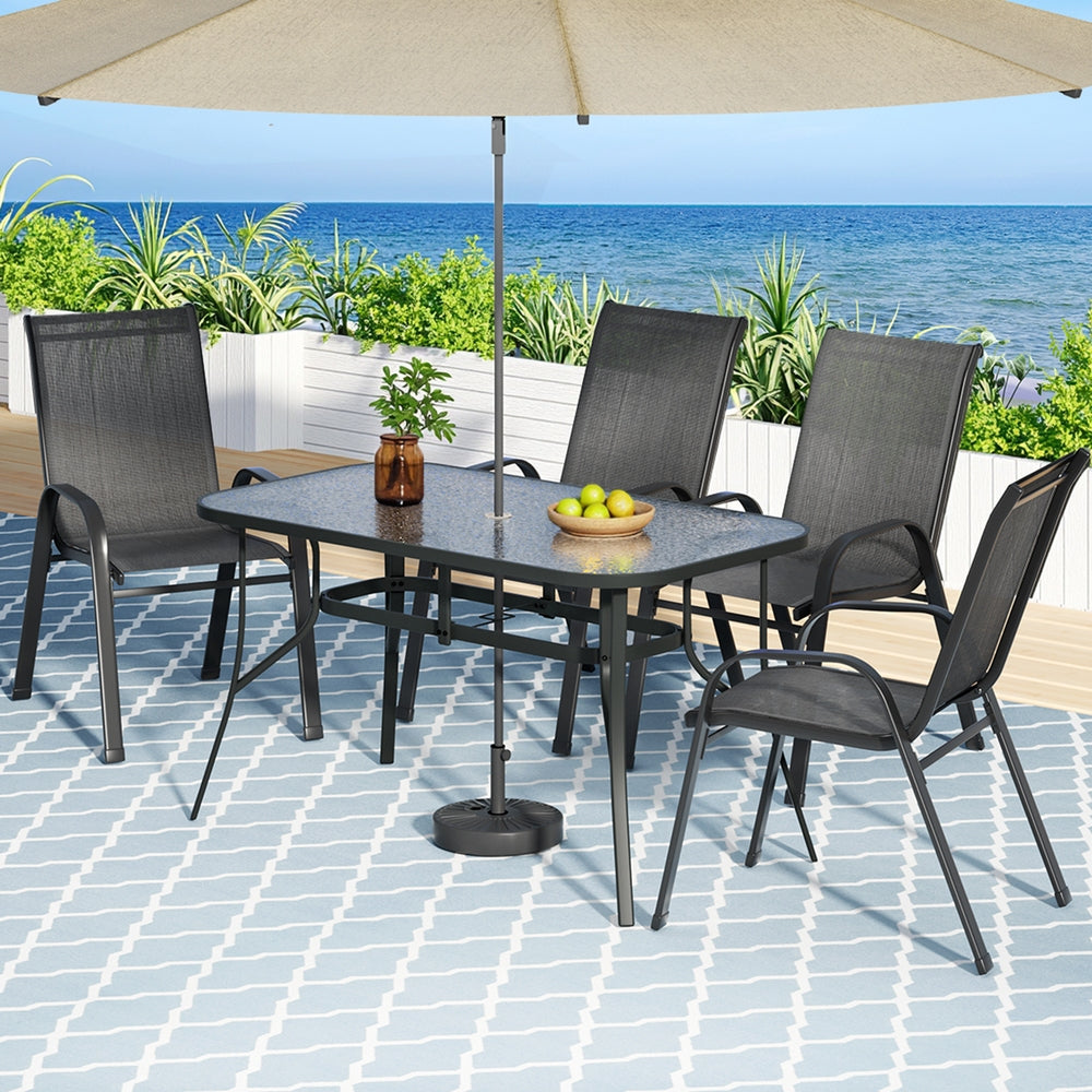 5PC Outdoor Dining Set Table and Chairs Patio Furniture Bistro Set Garden Black-7