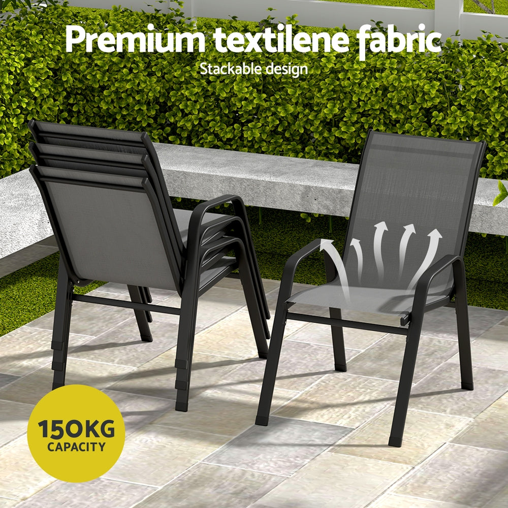 5PC Outdoor Dining Set Table and Chairs Patio Furniture Bistro Set Garden Grey