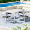 5-piece Aluminium Outdoor Dining Set with Extension Table - White