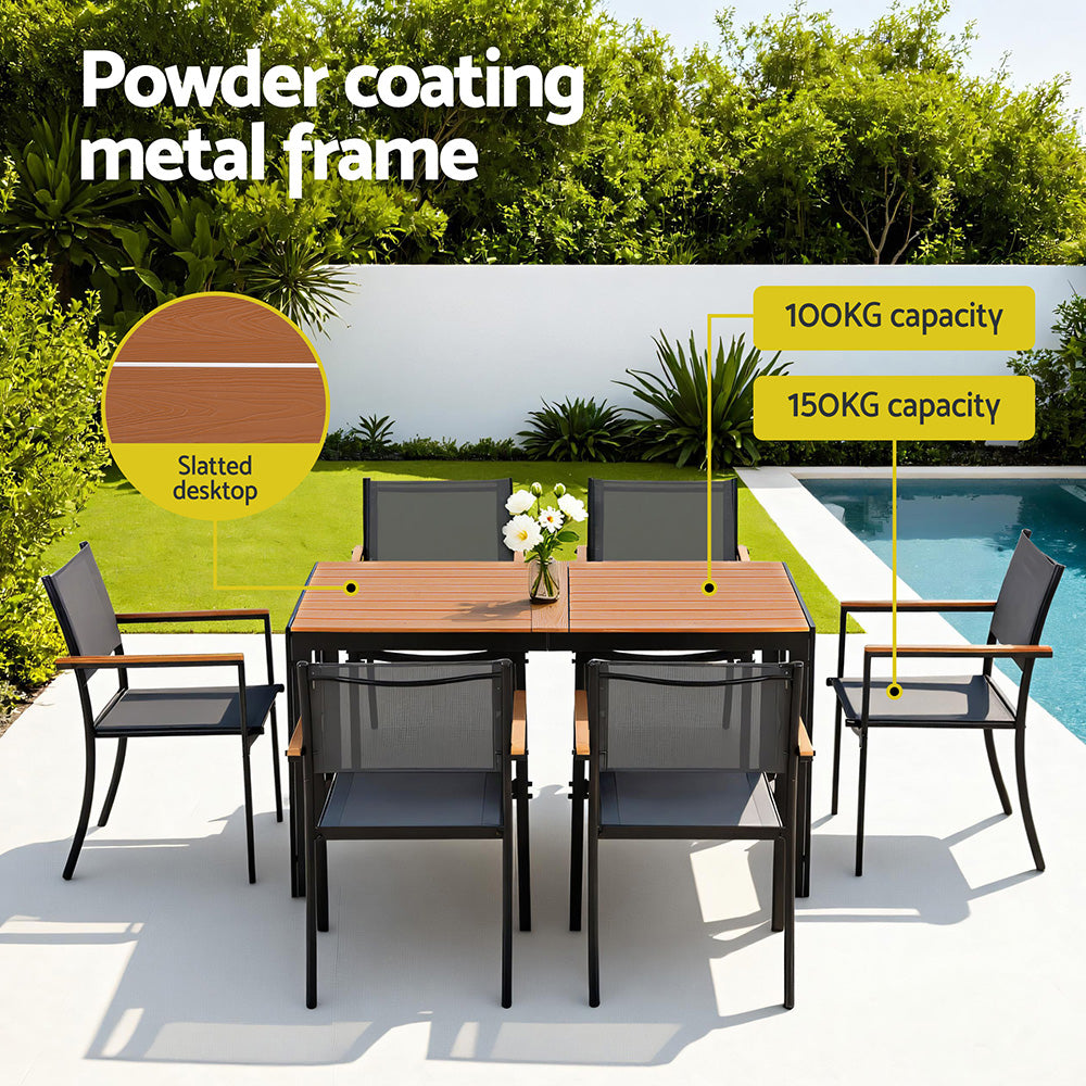 7PCS Outdoor Dining Set Table and Chairs Patio Garden Furniture Bistro Set